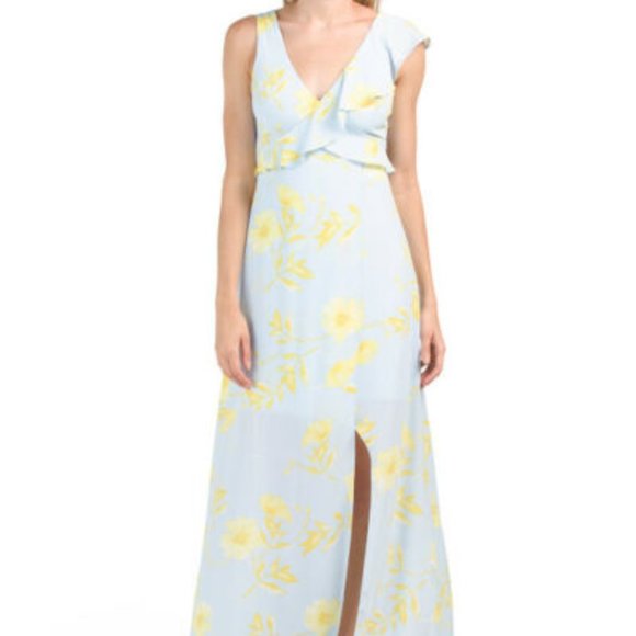 BCBG Floral Print Ruffled Maxi Dress - Picture 3 of 5